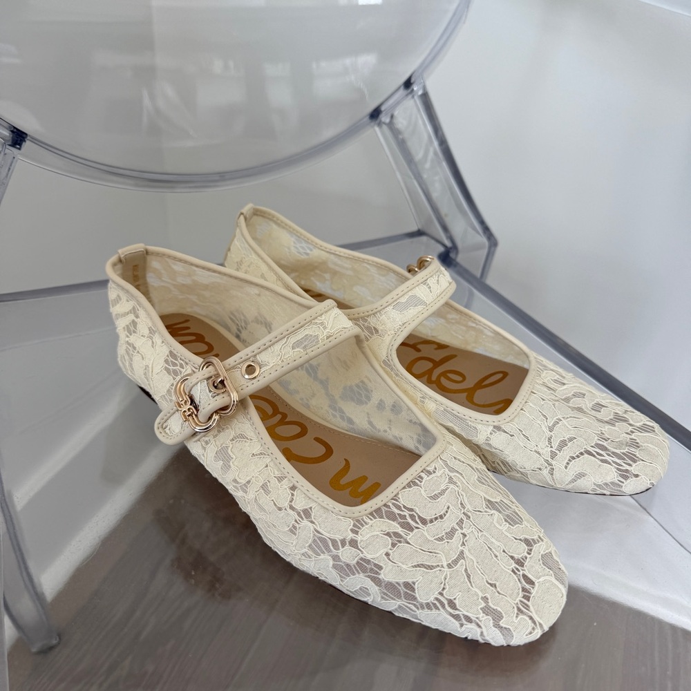 Sam Edelman Michaela Mary Jane Flat - Ivory Lace - Picture 2 of 5